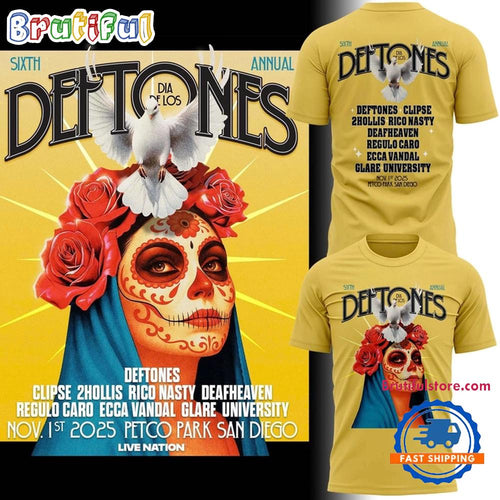 San Diego Padres Dia De Los Deftones 2025 Gold T Shirt