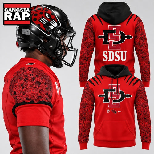 San Diego State Aztecs Football Red Black Tribal Pullover 2026 Hoodie
