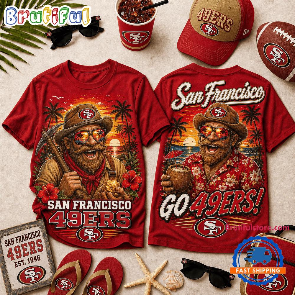 San Francisco 49ers 2026 NFL Summer Tropical New Design 3D Shirt