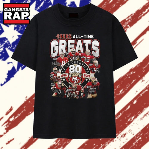 San Francisco 49ers 80th Anniversary All Time Greats Graphic T Shirt