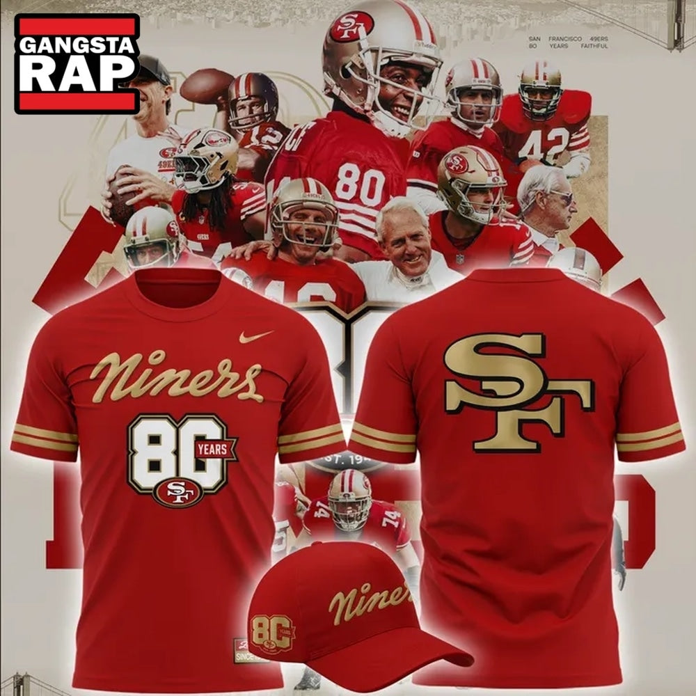San Francisco 49ers 80th Year Anniversary 2026 Exclusive Hoodie T-Shirt