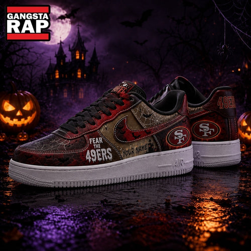 San Francisco 49ers NFL Fear The Team Halloween Air Force 1 Shoes Sneakers