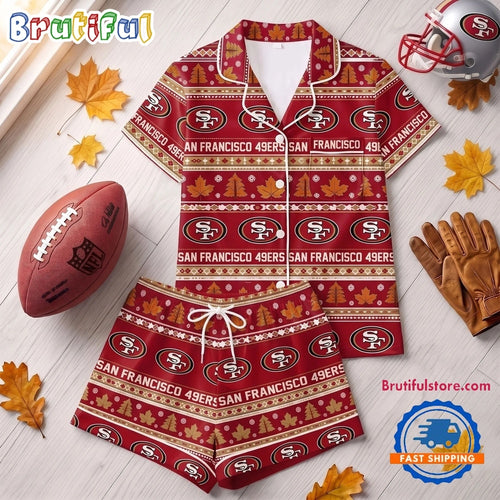 San Francisco 49ers NFL Harvest Huddle Short Sleeve Pajamas Set
