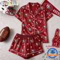 San Francisco 49ers NFL Logo Team Love Satin Short Sleeve Pajamas Set