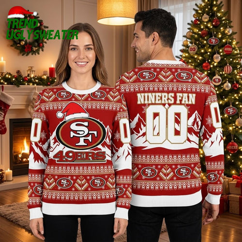 San Francisco 49ers Personalized Custom Name Number Ugly Christmas Sweater