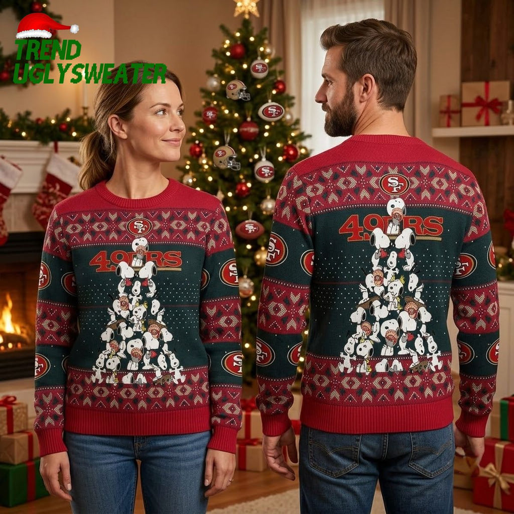 San Francisco 49ers Snoopy Christmas Tree Ugly Christmas Sweater