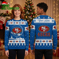San Francisco 49ers Snowflake And Santa Sleigh Ugly Christmas Sweater