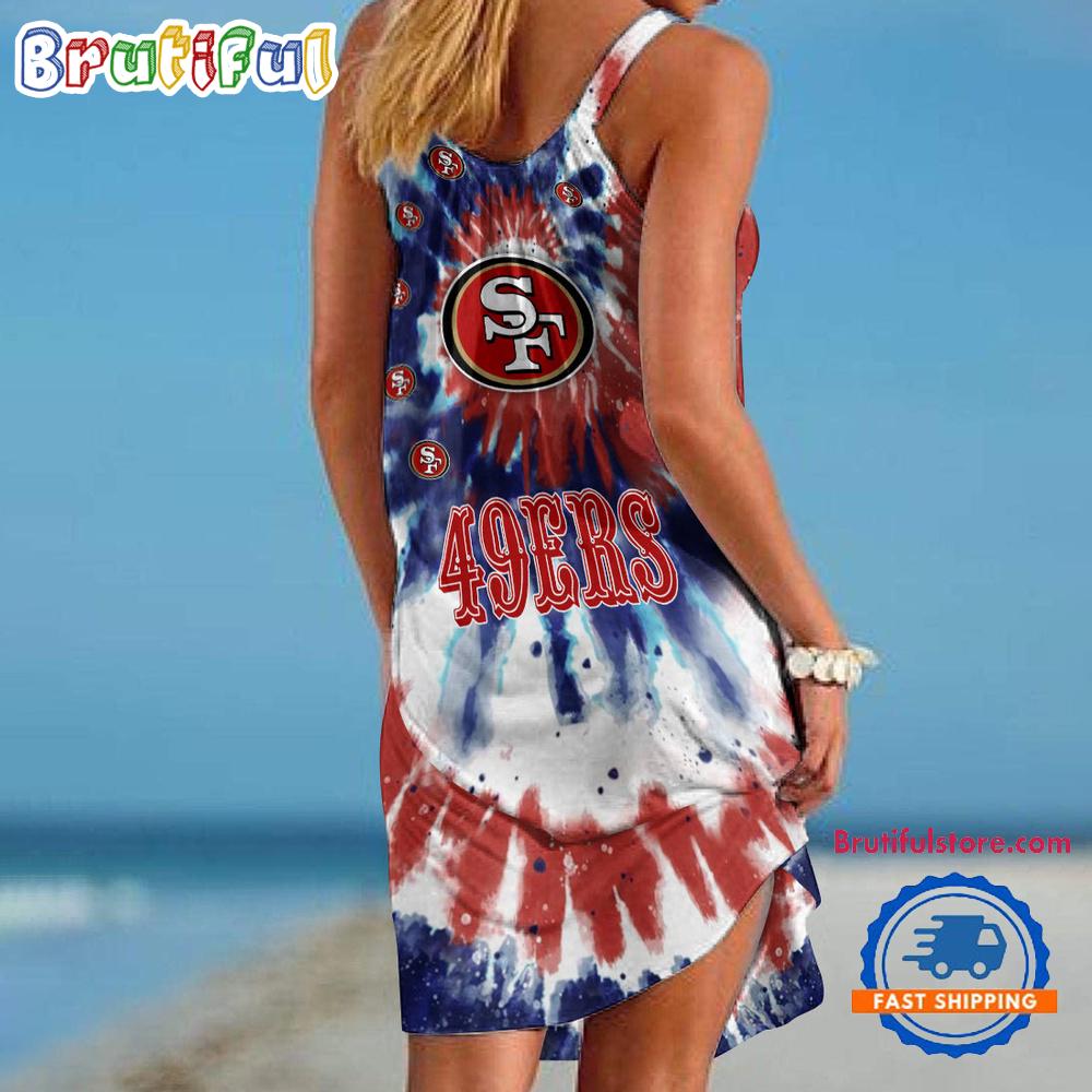 San Francisco 49ers Tie Dye Independence Day Women’s Summer Beach Sling Dress