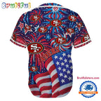San Francisco 49ers USA Flag Independence Day Baseball Jersey, Sport Team 4th of July Jersey