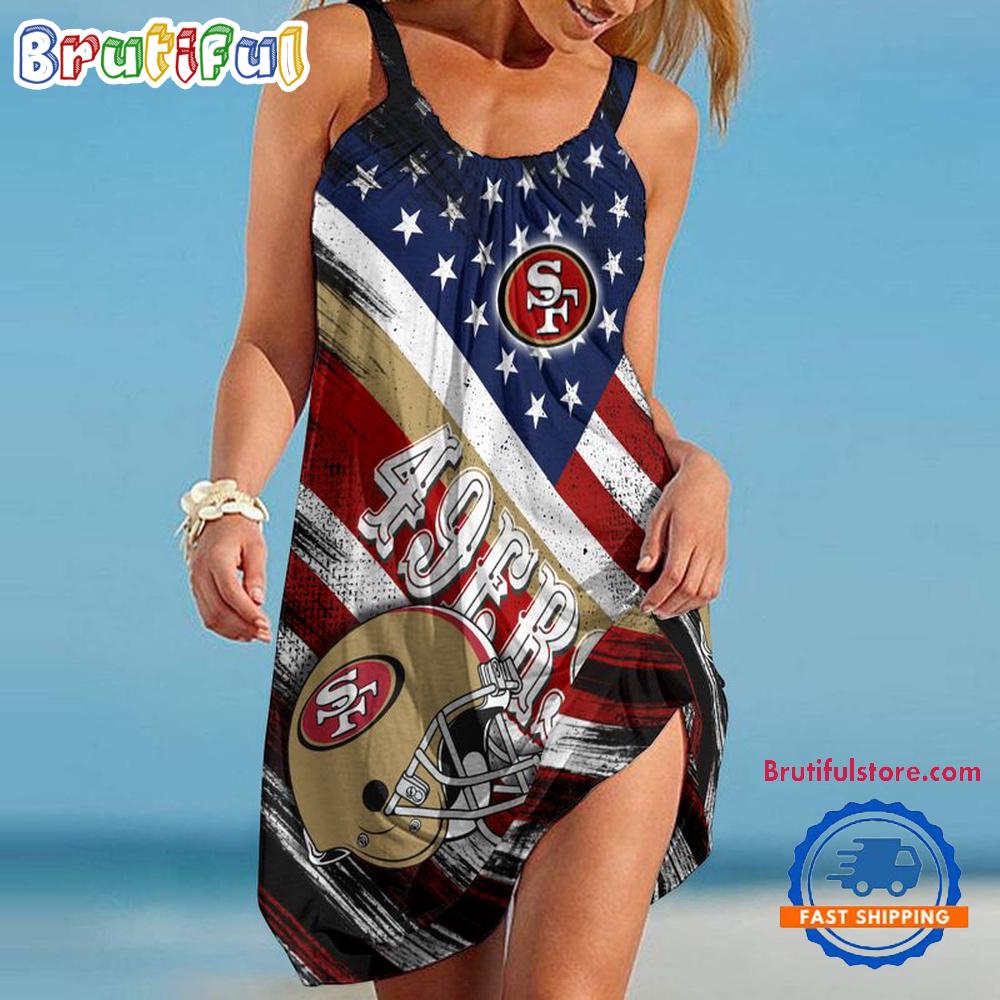 San Francisco 49ers USA Independence Day Women’s Summer Beach Sling Dress