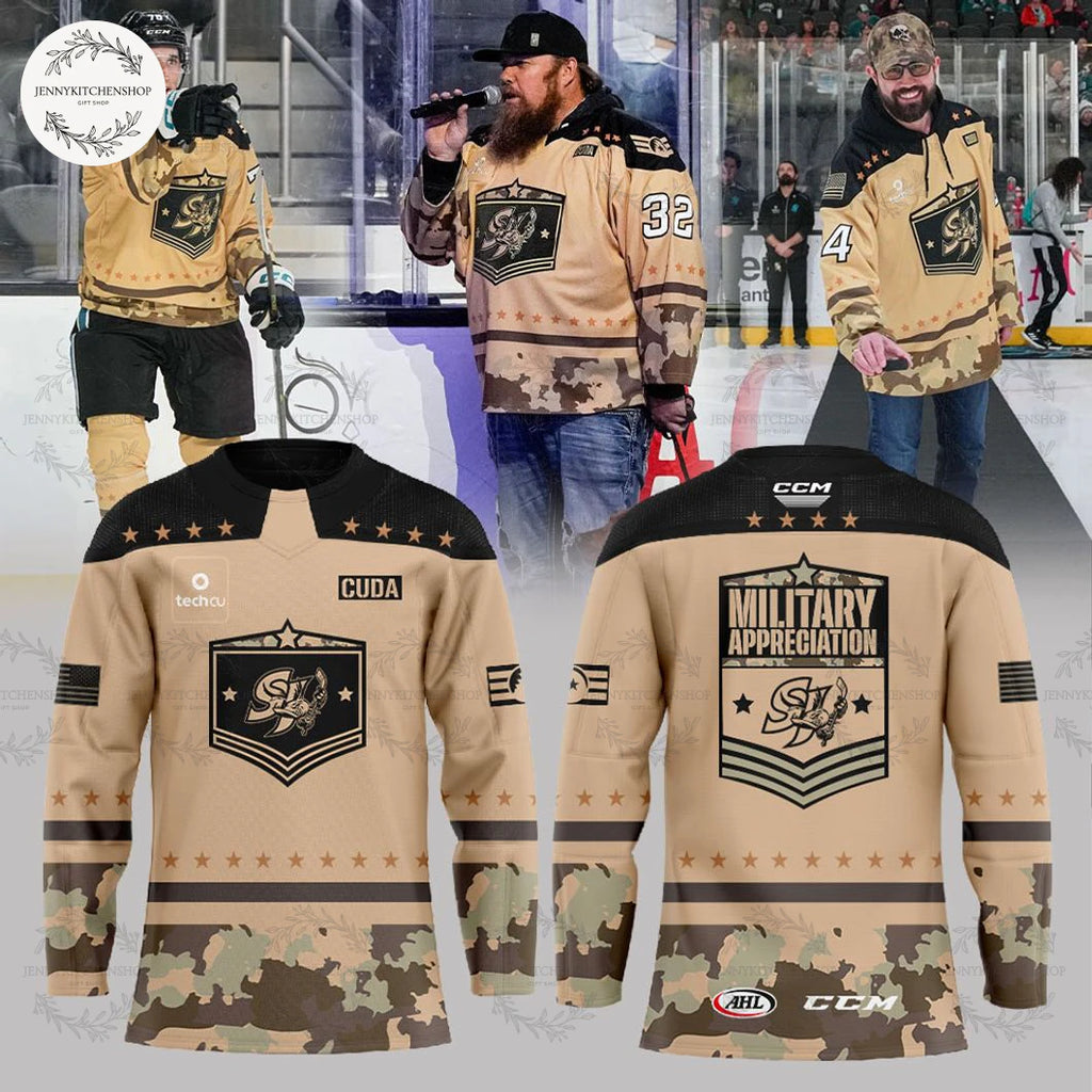 San Jose Barracuda 2025 Veterans Day Hockey Jersey