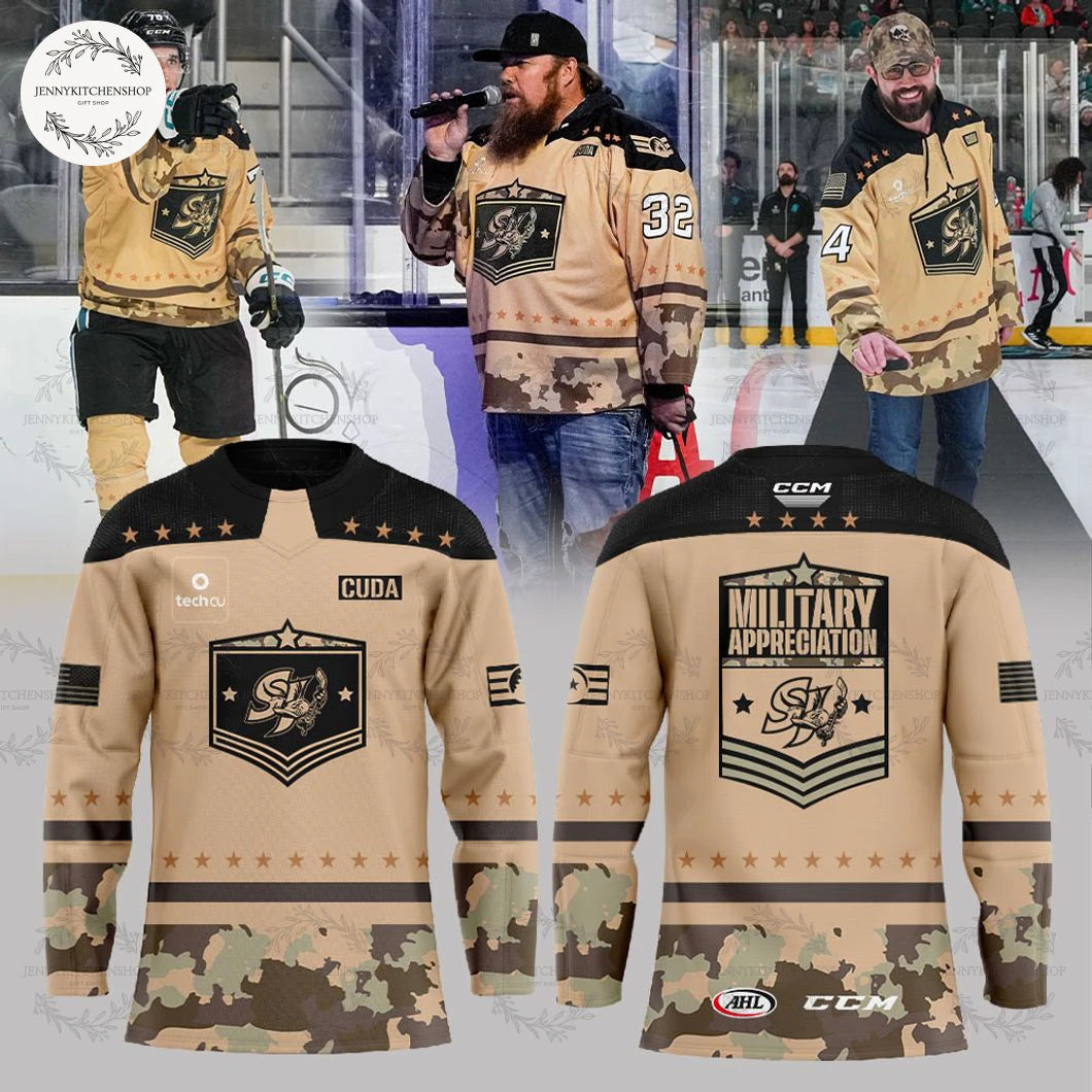 San Jose Barracuda 2025 Veterans Day Hockey Jersey