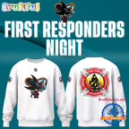 San Jose Sharks Barracuda x First Responders Night 2025 White Hoodie T-Shirt