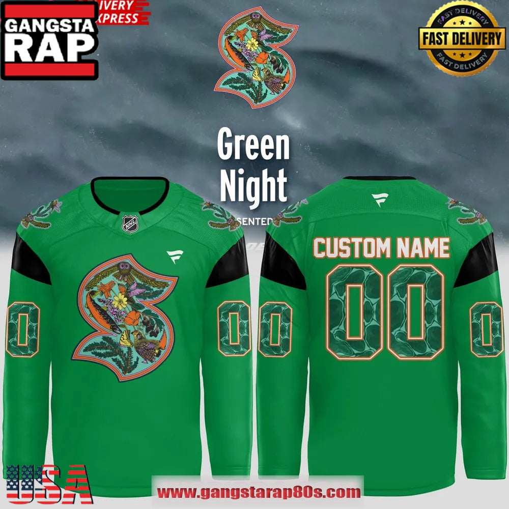 Seattle Kraken Green Night 2025 Custom Special Edition Hockey Jersey
