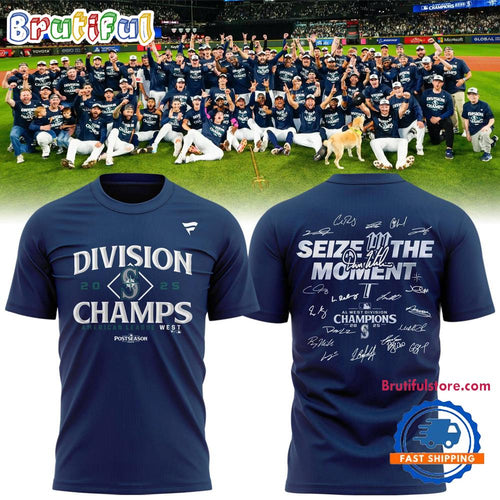 Seattle Mariners 2025 AL West Division Champions Locker Room Signature 3D Shirt