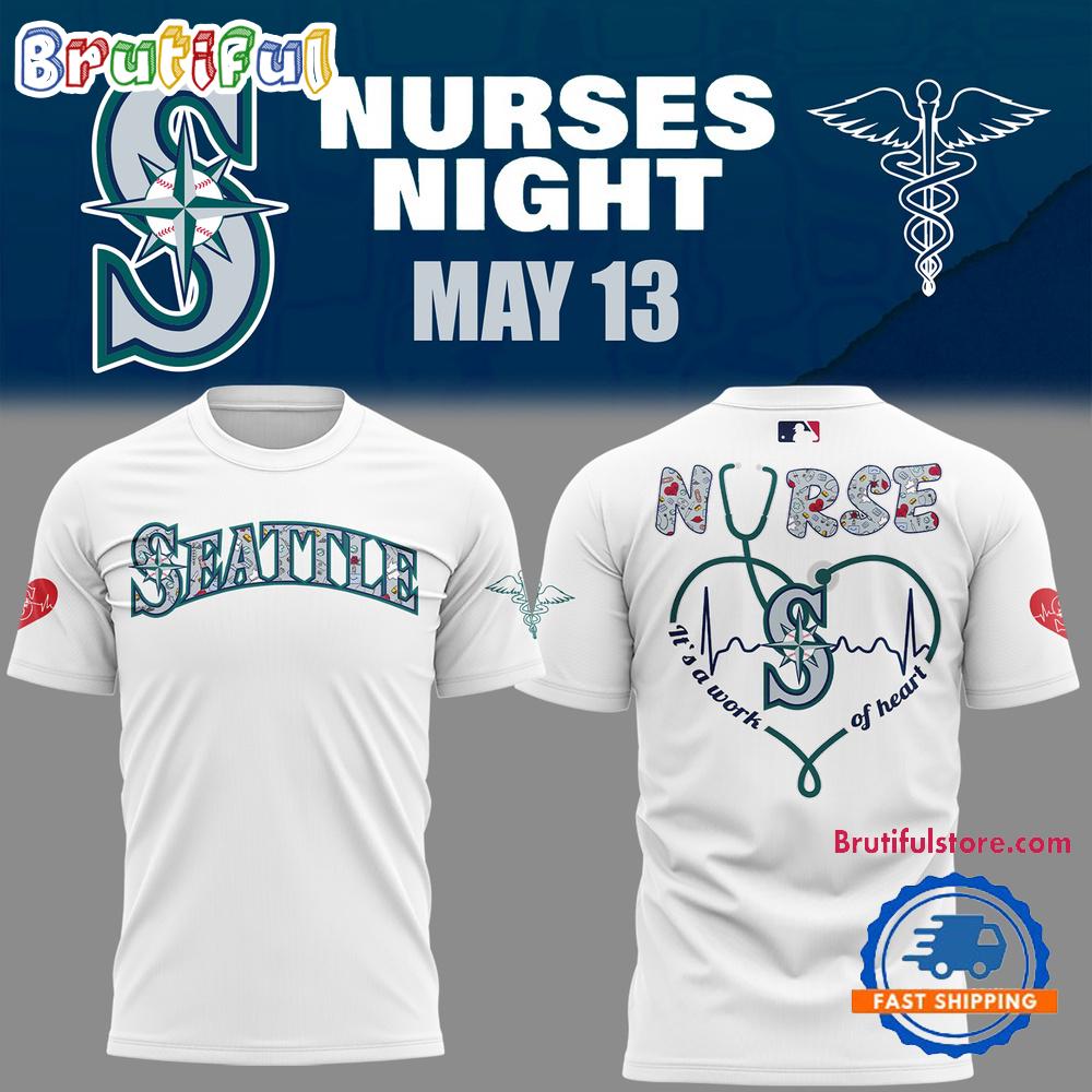 Seattle Mariners NURSES NIGHT White Hoodie T-Shirt