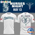 Seattle Mariners NURSES NIGHT White Hoodie T-Shirt