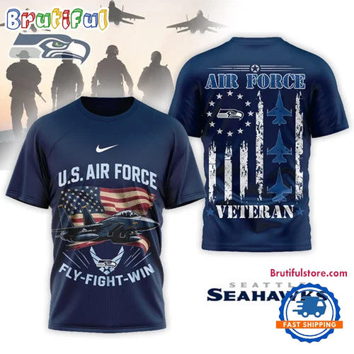 Seattle Seahawks 2026 NFL Air Force Veteran Special New 3D Shirt
