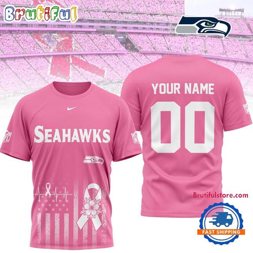 Seattle Seahawks 2026 NFL Breast Cancer Awareness Custom 3D Shirt