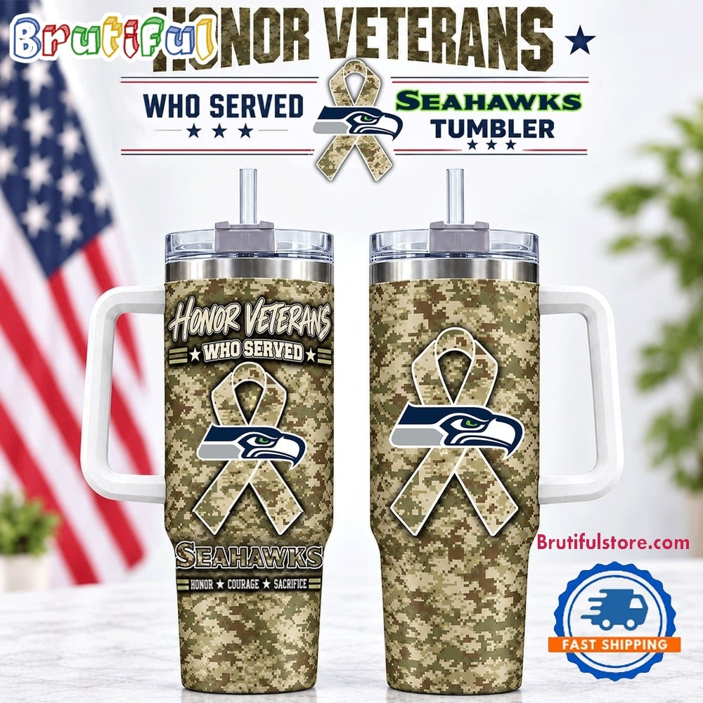 Seattle Seahawks 2026 NFL Honor Veterans Camo Stanley Tumbler