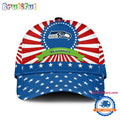 Seattle Seahawks American Flag Pattern Independence Day Baseball Cap