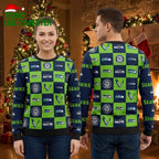 Seattle Seahawks Checkered Logo Pattern Ugly Christmas Sweater
