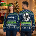 Seattle Seahawks Football Player Skull Snowflake Ugly Christmas Sweater