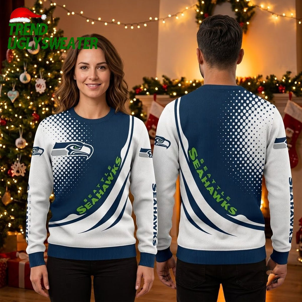 Seattle Seahawks Gradient Logo Ugly Christmas Sweater
