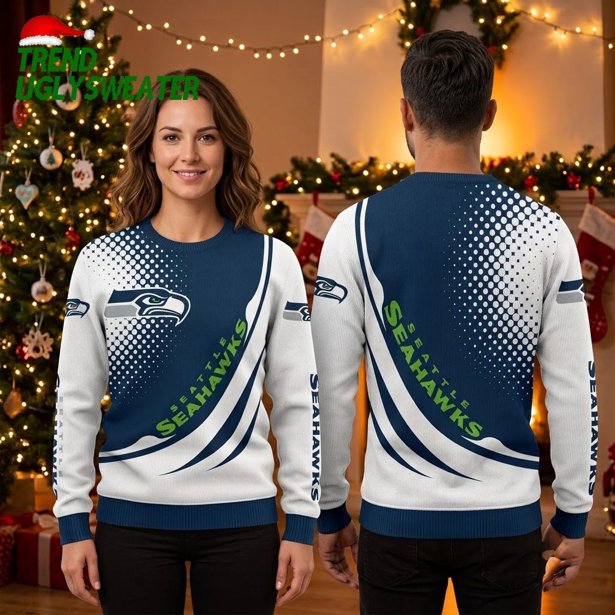 Seattle Seahawks Gradient Logo Ugly Christmas Sweater