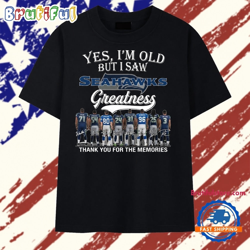 Seattle Seahawks Greatness Legends Signatures Vintage Graphic T Shirt