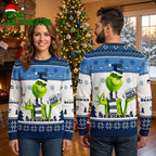Seattle Seahawks Grinch Holding Football Snowflake Ugly Christmas Sweater