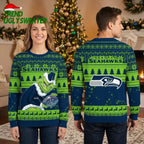 Seattle Seahawks Grinch Holding Football Ugly Christmas Sweater