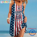 Seattle Seahawks In My Veins USA In My Heart Independence Day Women’s Summer Beach Sling Dress