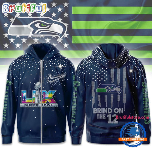 Seattle Seahawks NFL 2026 Super Bowl Brind on the 12 Zip Hoodie Shirt