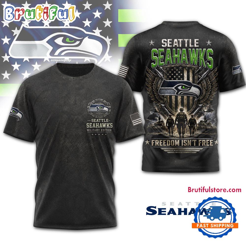 Seattle Seahawks NFL Freedom Team Military 3D T Shirt