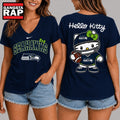 Seattle Seahawks NFL Hello Kitty Football V Neck T Shirt