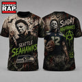 Seattle Seahawks NFL Michael Myers Sunday Nightmares Horror Halloween 3D T Shirt, Football New Design Shirt