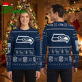 Seattle Seahawks Reindeer Snowflake Pattern - Holiday Gift For Seahawks Fans Ugly Christmas Sweater