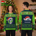 Seattle Seahawks Santa Hat Skull With Dancing Bears Ugly Christmas Sweater