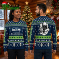 Seattle Seahawks Skull And Football Snowflake Ugly Christmas Sweater