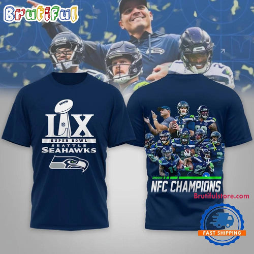 Seattle Seahawks Super Bowl LX NFC Champion Team Player 3D Shirt