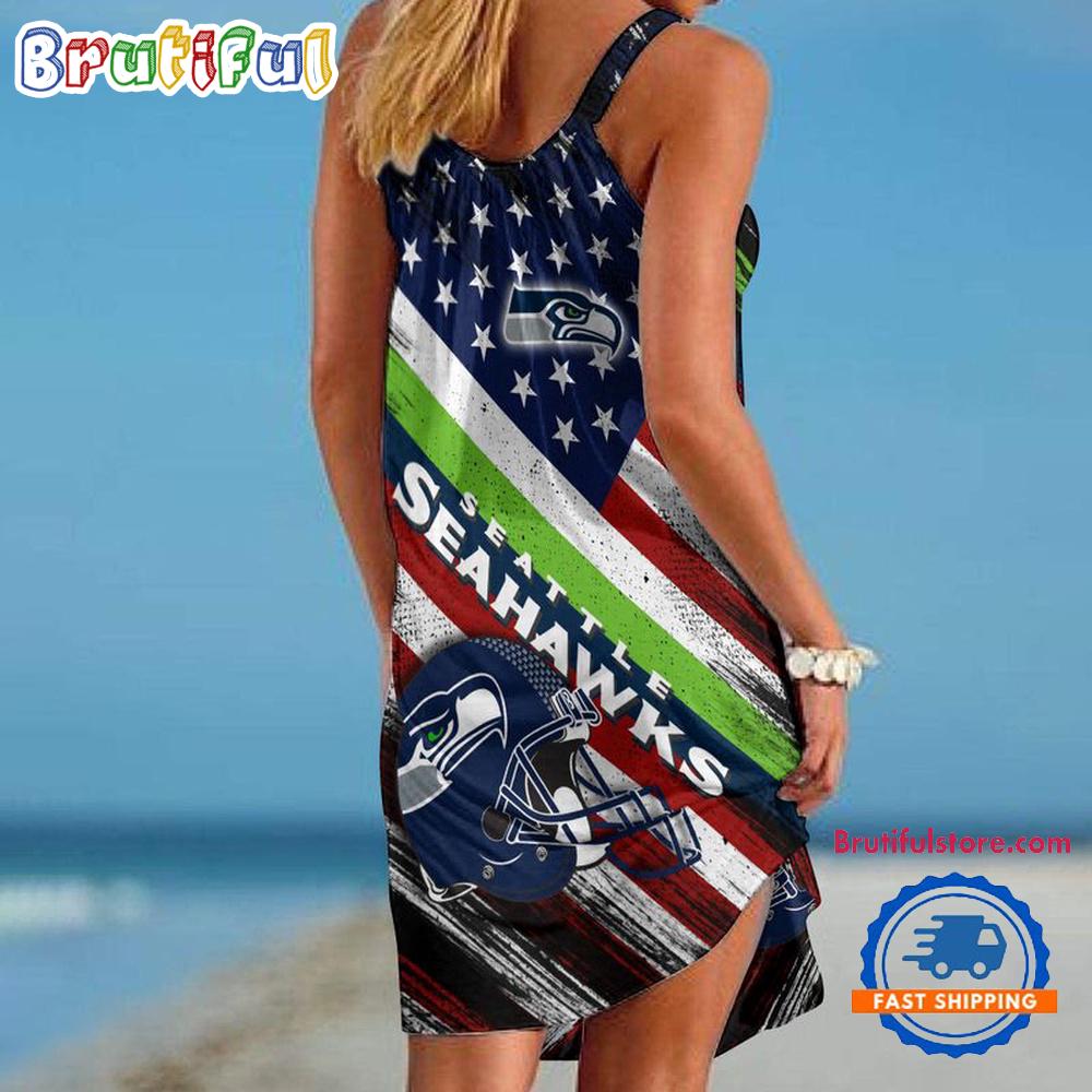 Seattle Seahawks USA Independence Day Women’s Summer Beach Sling Dress