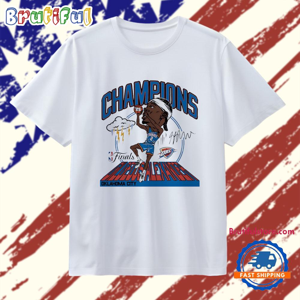 Shai Gilgeous-Alexander MVP 2025 NBA Finals Champions Signature Caricature T Shirt