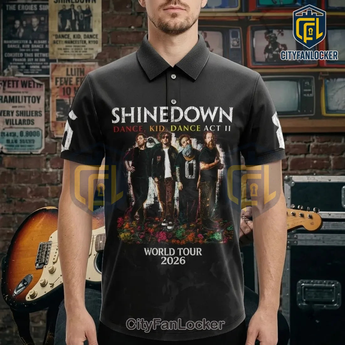 Shinedown Dance Kid Dance 2026 Tour Polo Shirt