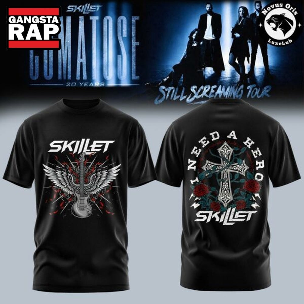 Skillet Band I Need A Hero Comatose 20th Anniversary Tour Hoodie T-Shirt