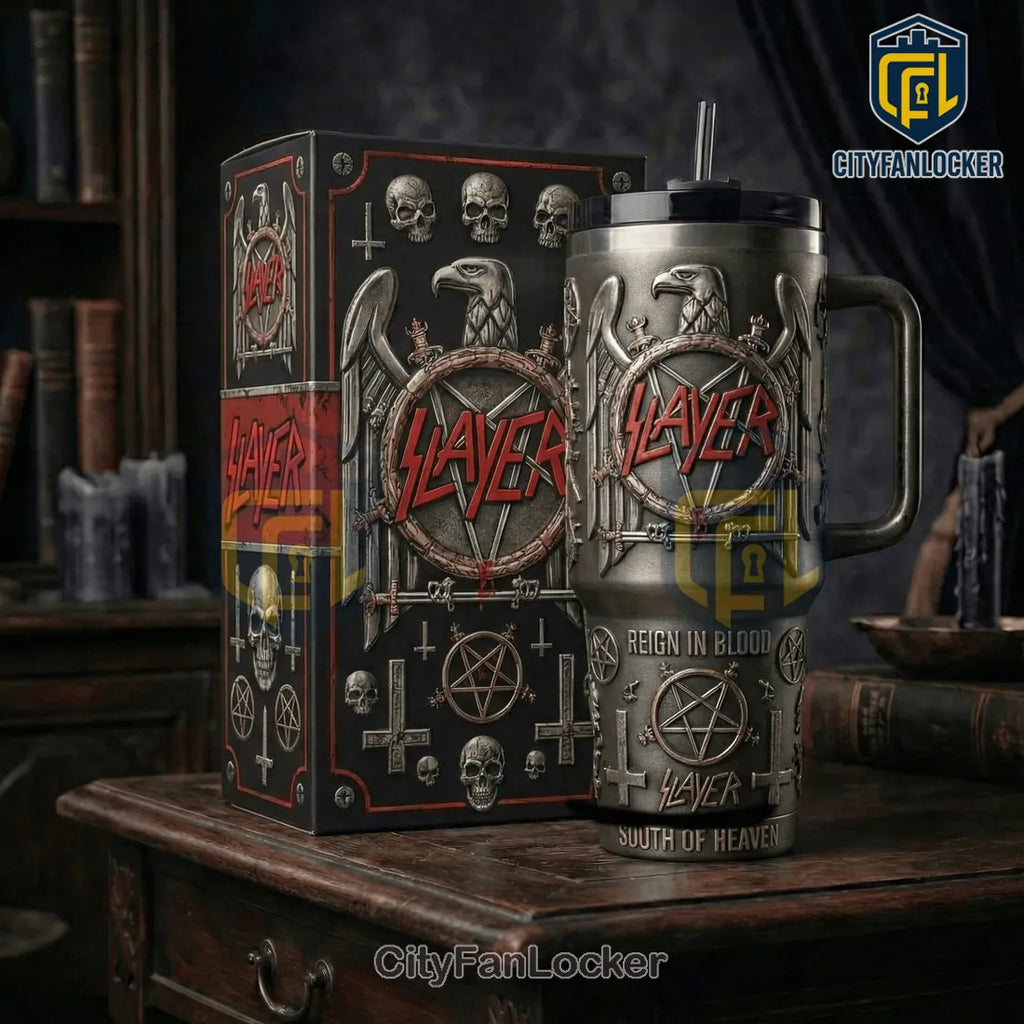 Slayer Reign In Blood South Of Heaven Embossed Stainless Steel 40oz Tumbler