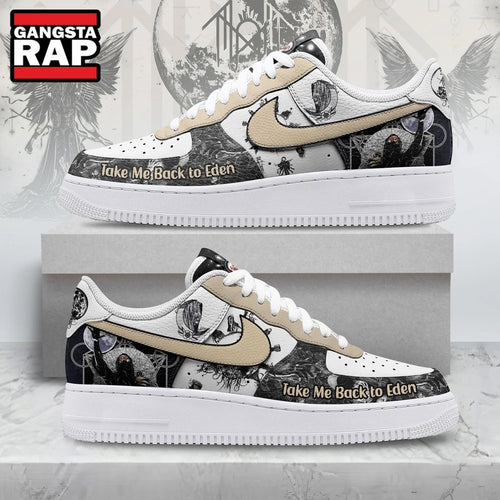 Sleep Token Take Me Back To Eden Beige & Black Metal Graphic Air Force 1 Shoes, Music Air Force 1 Shoes