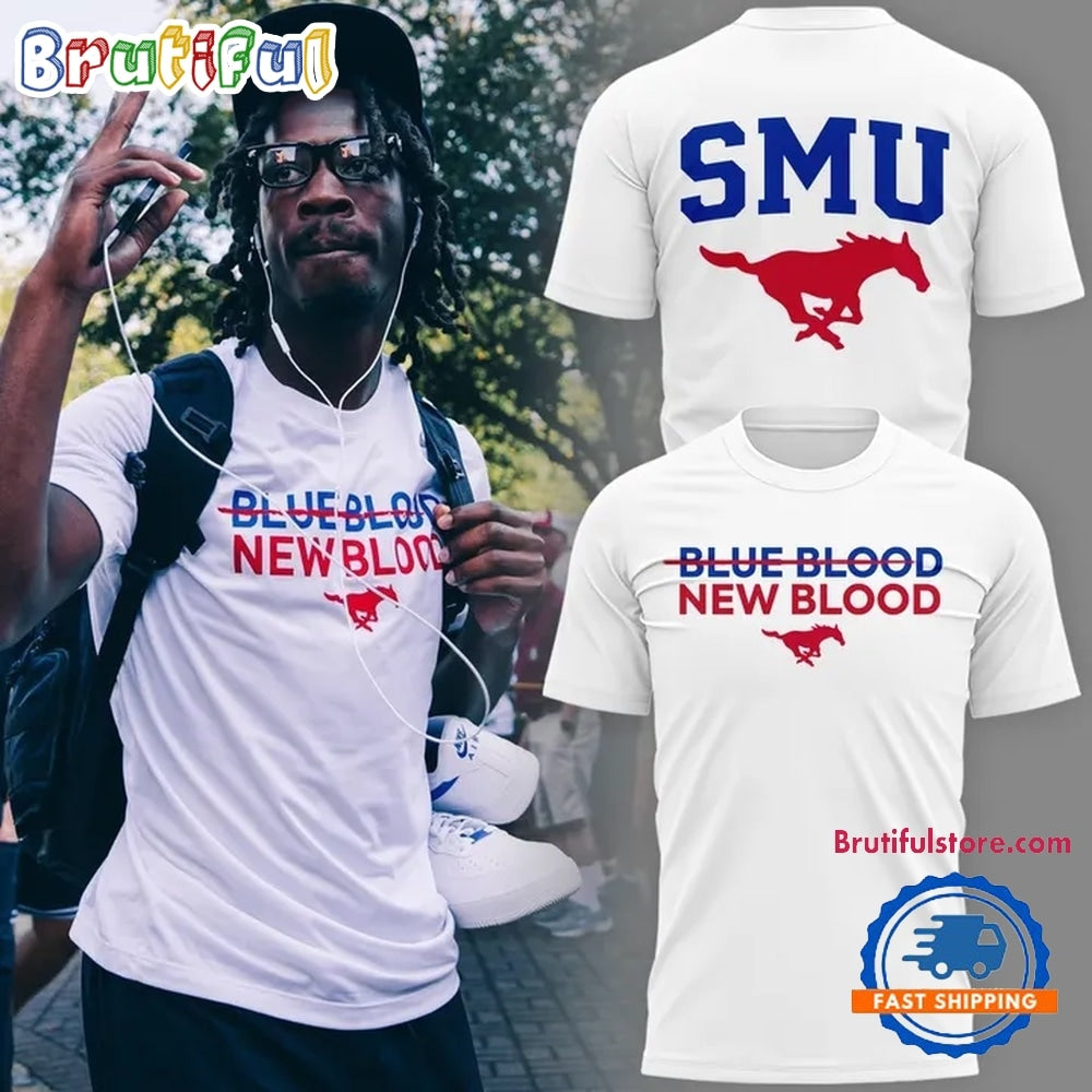 SMU Mustangs football BLUE BLOOD NEW BLOOD 2026 3D Shirt
