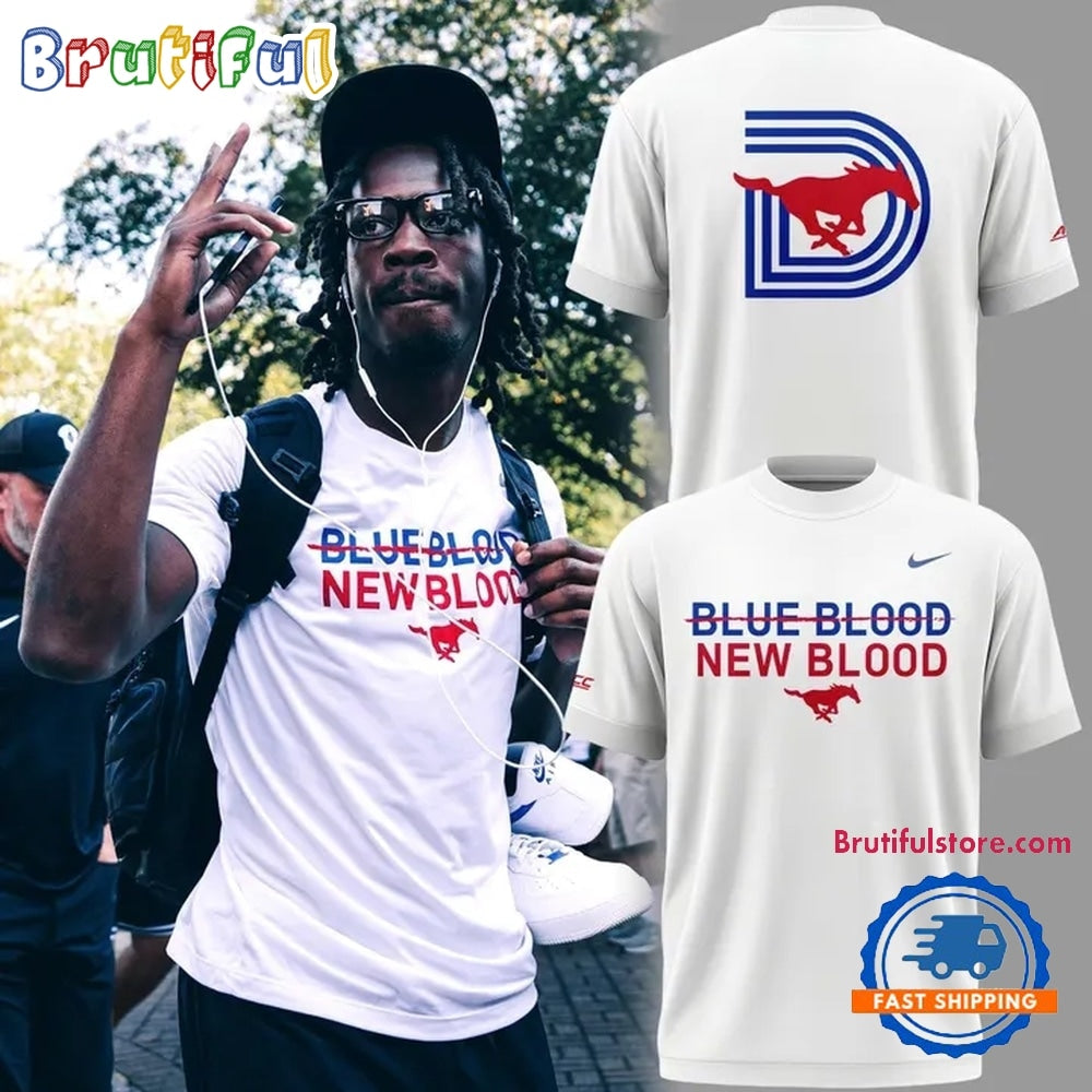 SMU Mustangs Blue Blood, New Blood Graphic T Shirt