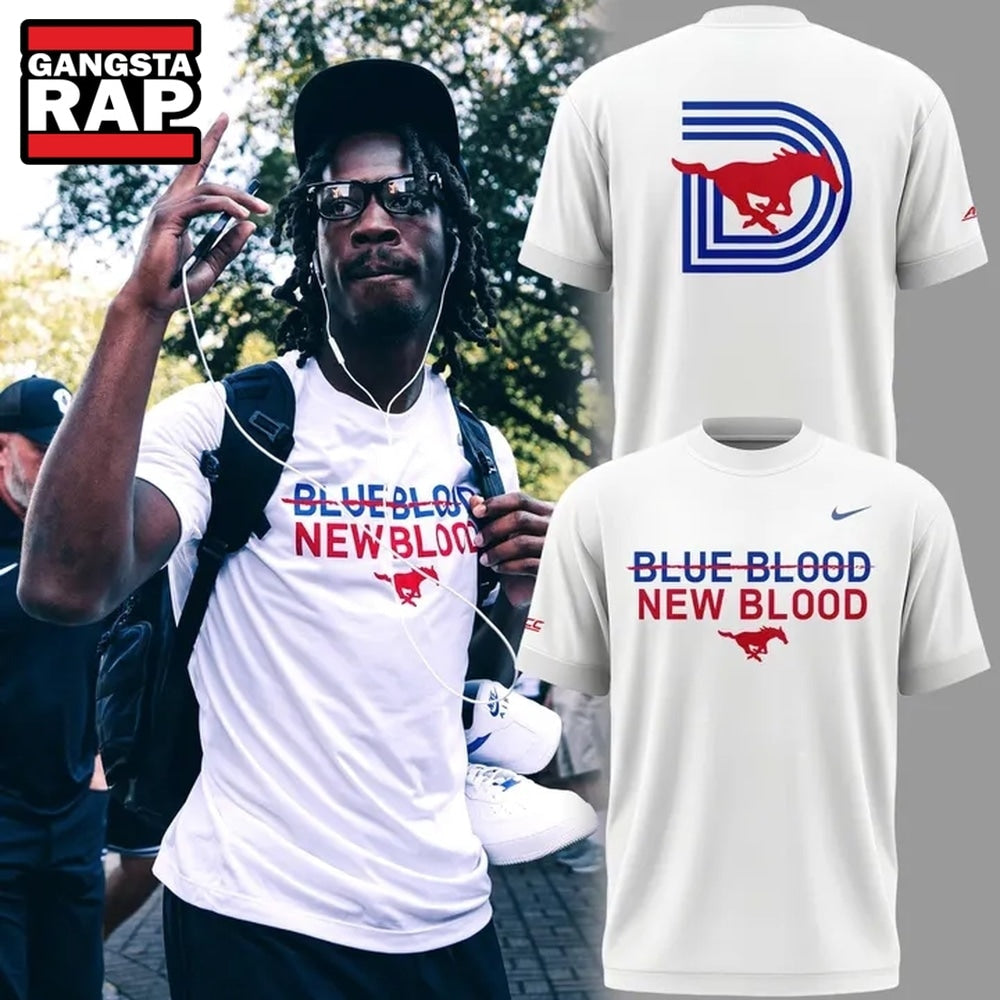 SMU Mustangs Blue Blood, New Blood Graphic T Shirt